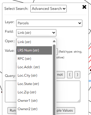 Searchable fields picklist