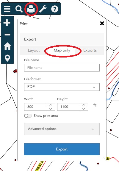 Image of 'Map only' Print panel
